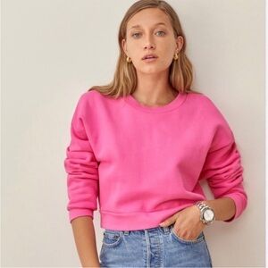 Reformation Jeans Pink Cropped Oversized Sweatshirt Organic Cotton